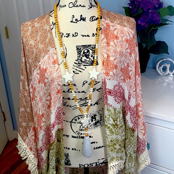 Long Mixed Media Star Tassel Necklace - Picture 5 of 8